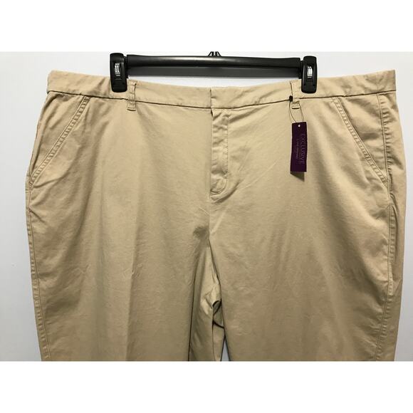 Lane Bryant Womens Plus Size 28 Khaki Tan Capri Pants Roll Cuff New - Picture 2 of 9